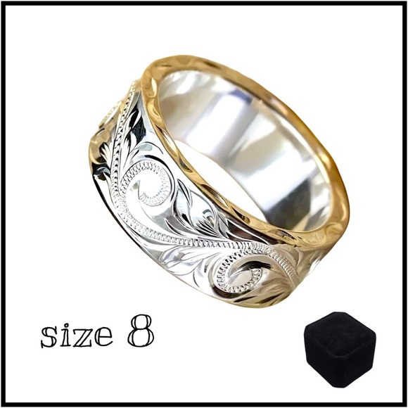 Boutique Jewelry - Silver Vine Engraved Wide Ring size 8